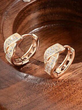 18K Gold Womens 2ct Diamond Small Hoop Earrings NEW 18 Karat Silver Jewelry